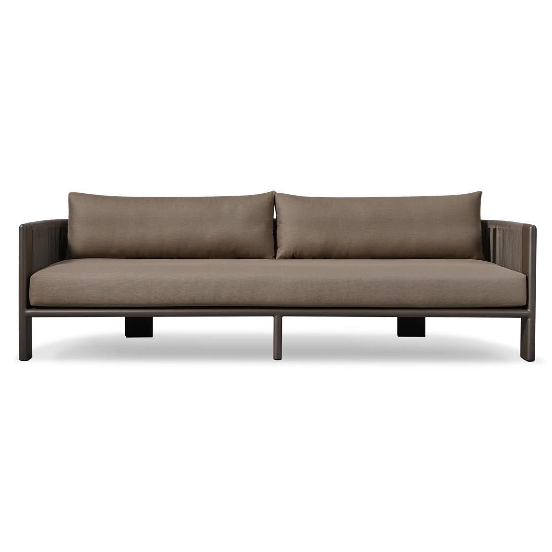 Harbour Palm Beach aluminium sofa model reference; pictured fabric and rope are not verified against the priced configuration.