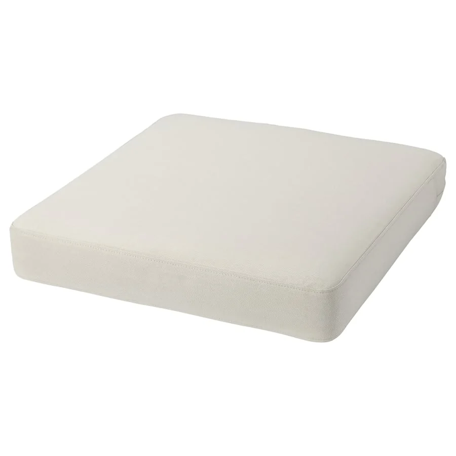 IKEA FRÖSÖN beige outdoor seat cover shown fitted to a square cushion.