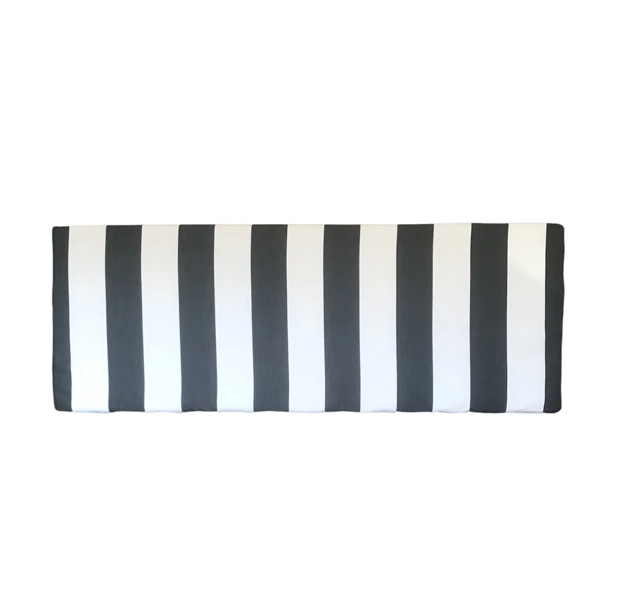 Black and off-white striped Outdoor Interiors Monte-Carlo-Black bench cushion.