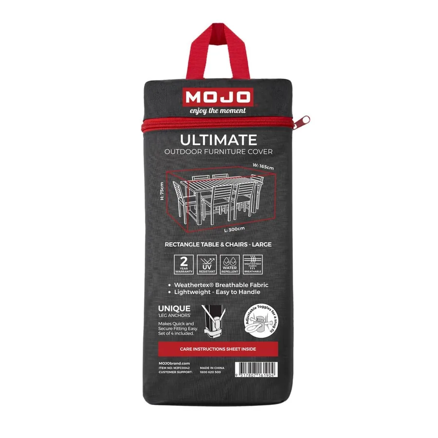 Black retail carry bag for the Mojo Large Ultimate Rectangle furniture cover.