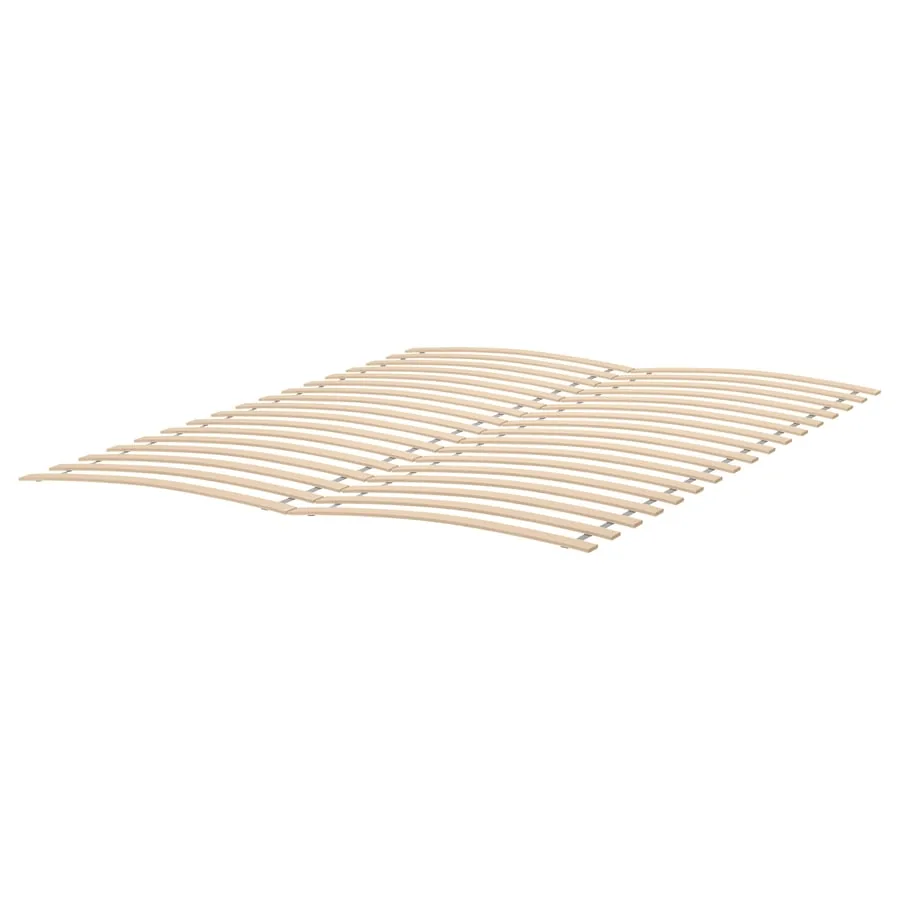 Two runs of curved wooden LURÖY slats on a plain background.